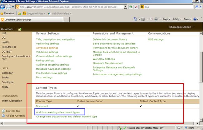 Allow Management of content Types